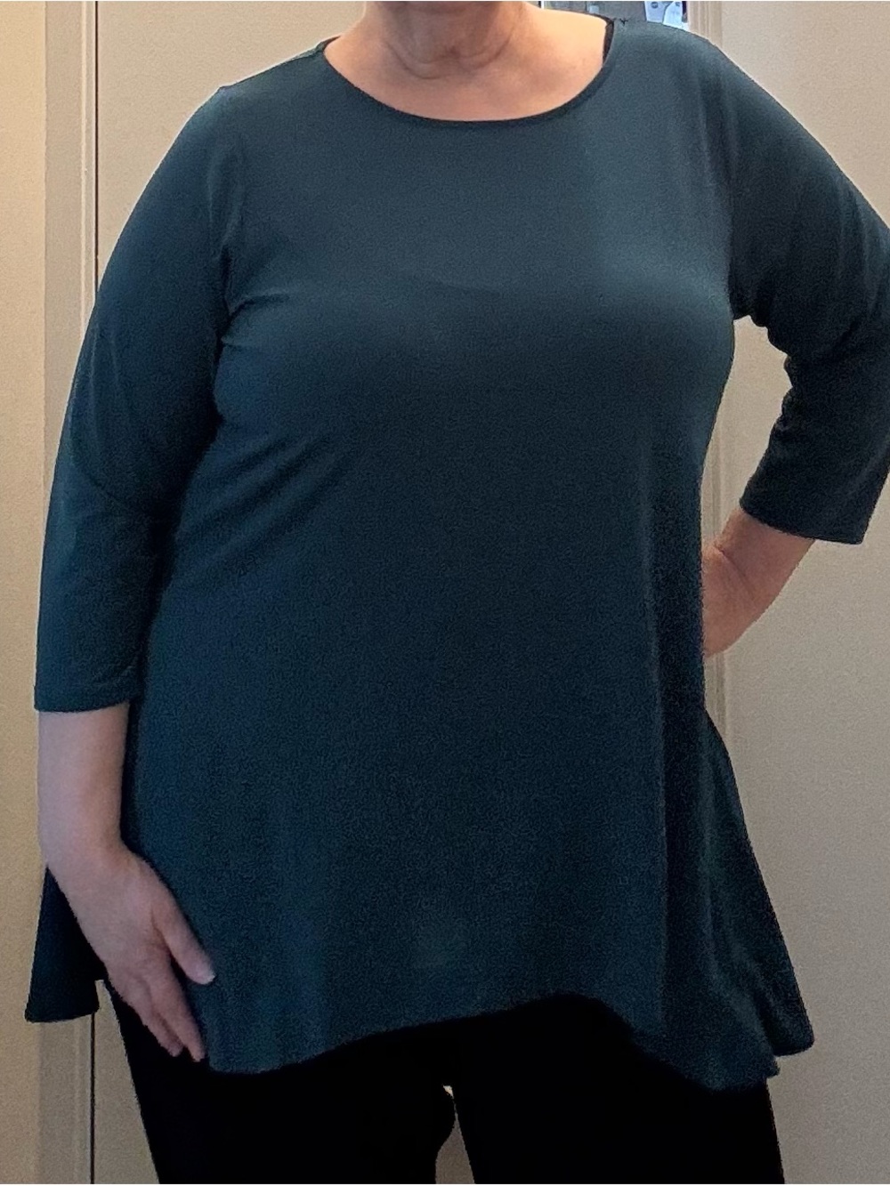 Alfani Teal Scoop Neck 3/4 Sleeve Tunic